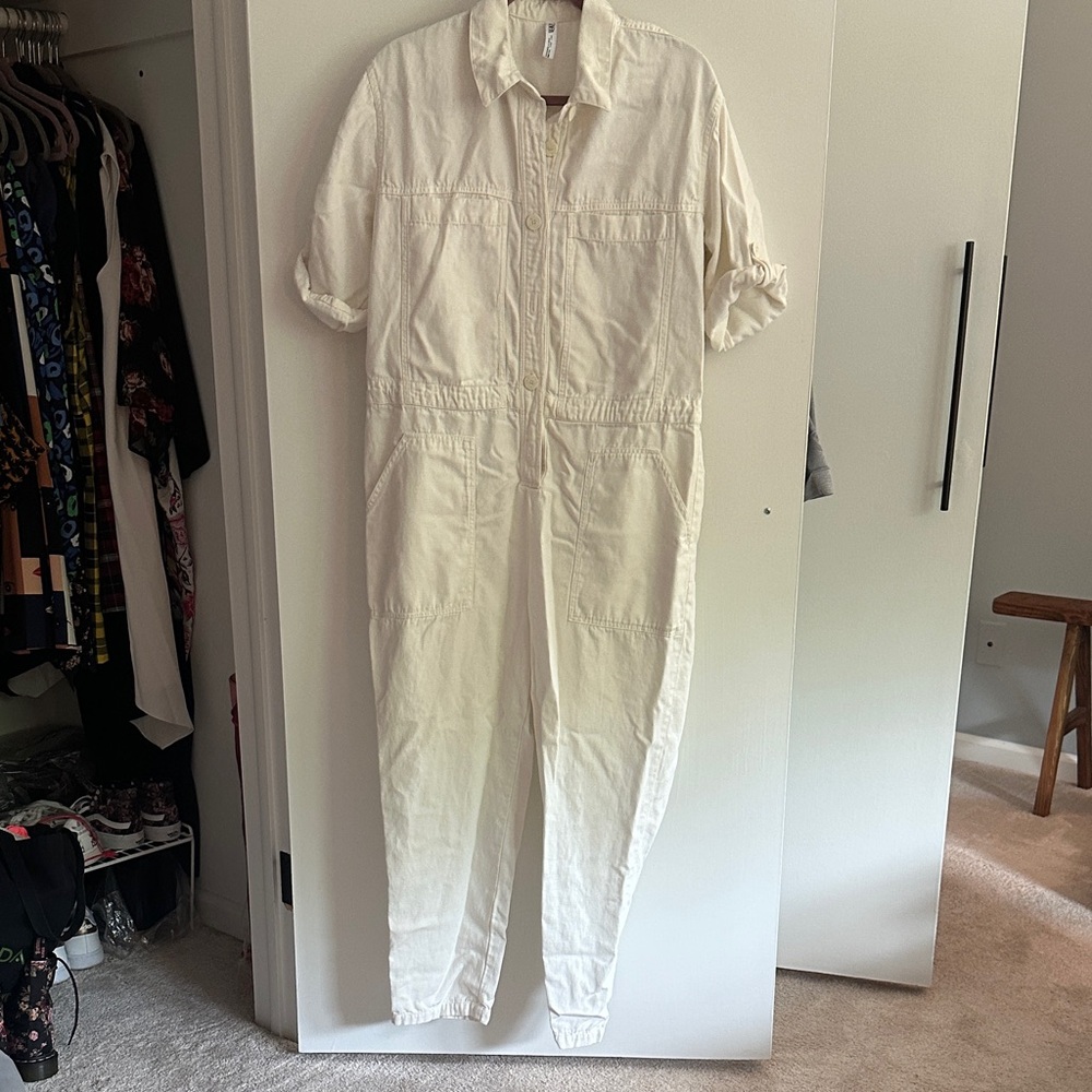 Zara women’s white jumpsuit